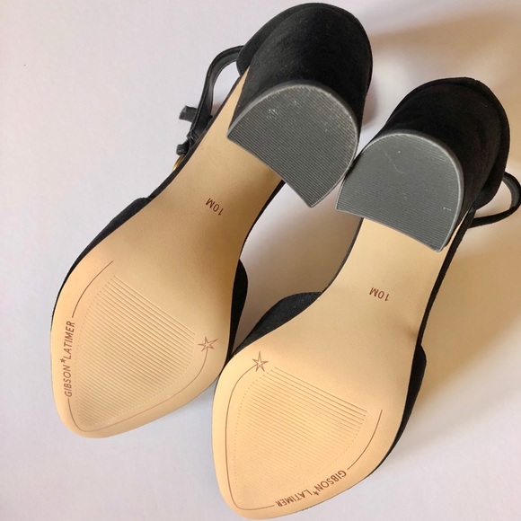 Black Suede Ankle Strap Block Heels - Picture 7 of 9